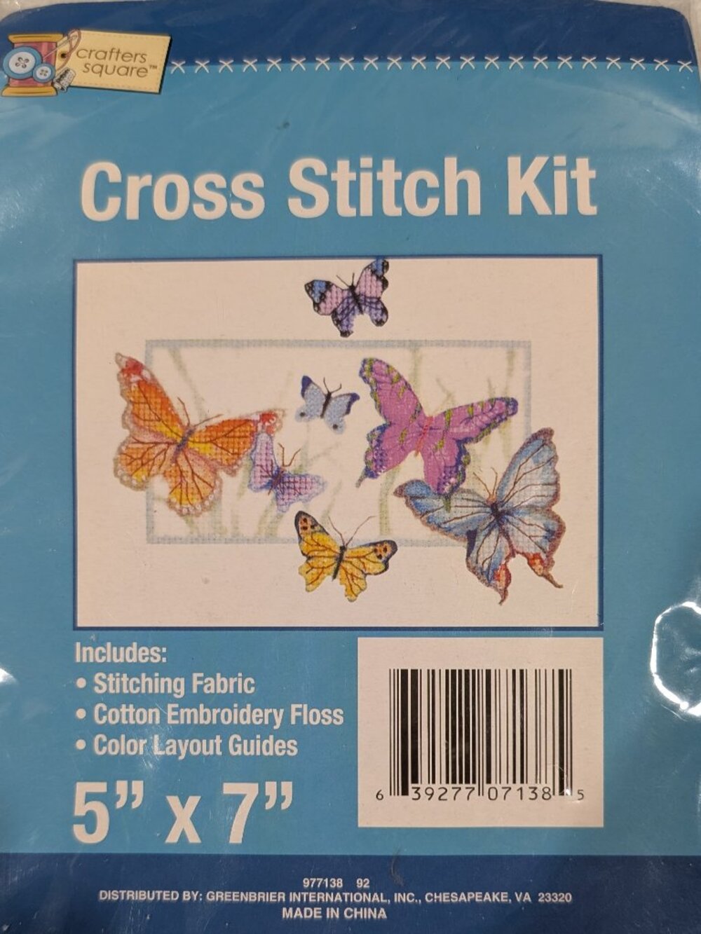 Crafter's Square Butterfly Cross Stitch Kit 5x7 Cottagecore DIY BNIP - 1032